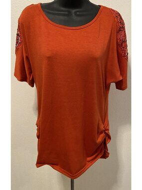 Candy Rain Maternity Womens Size L Top Short Sleeve Embroidery